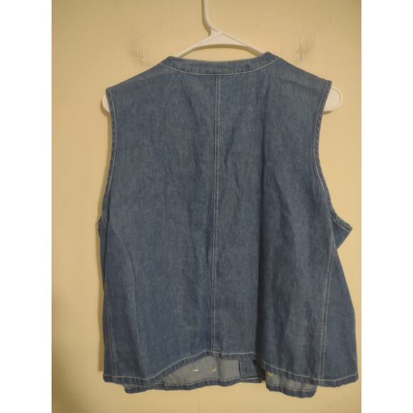 Vintage Sigrid Olsen Sport Denim Vest Large With Balfour Sorority Pins Unique - Picture 11 of 11